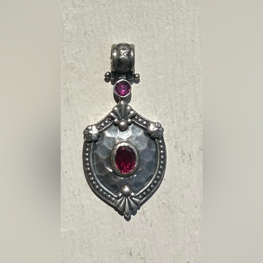 NWOT Artisan Sterling Silver Pendant with Bezel Set Garnets